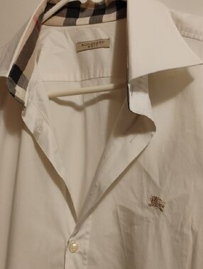 Burberry White Dress Shirt with Signature Check Collar